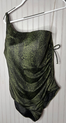Cacique SWIM Women Swimsuit 20 Olive Green Ons Shoulder NO WIRE Lane Bryant NWOT