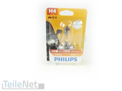 2x Philips Vision H4 Halogenlampe + 30% Sicht Glühlampe Glühbirne 12V 60/55 W