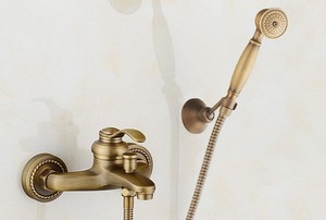 Antique Brass Bathtub Faucet Bathroom Bath Shower Faucet Sets With