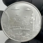 1 oz. UFO'S over LONDON - ALIENS - BIG BEN BU round .999 fine silver  Abduction