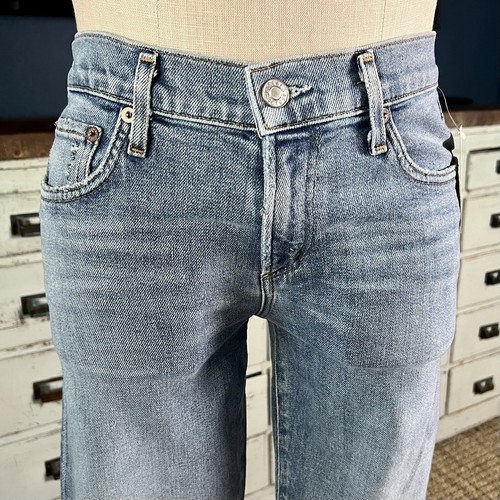 Jeans nuovi con etichette $168 Anthropologie Agolde Toni "Pristine" gamba dritta mezza taglia 26 - Foto 2 di 12