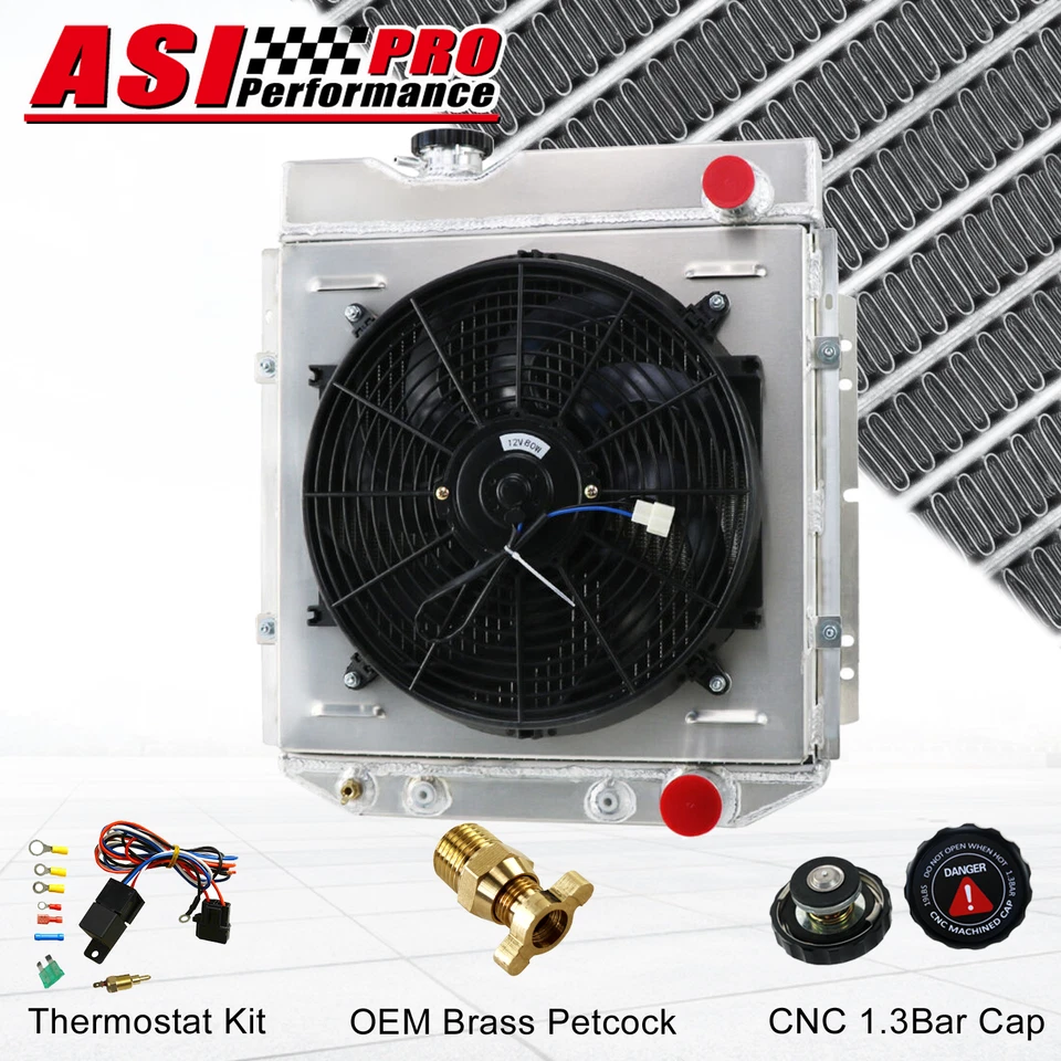 4 Row Aluminum Radiator+Shroud Fan For 1964-1966 Ford Mustang Falcon Comet V8 Foto 2 de 4