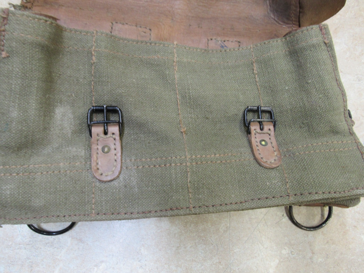 Vintage French Military Canvas Ammo Shoulder Bag w/ Strap