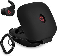 Silicone Protective Case Cover with Keychain for Beats Fit Pro Earbuds Black