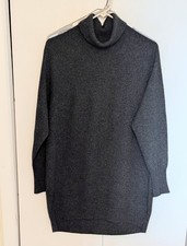 Uniqlo 100% Cashmere Turtleneck Sweater Dress Size S Gray Long Sleeve Pullover