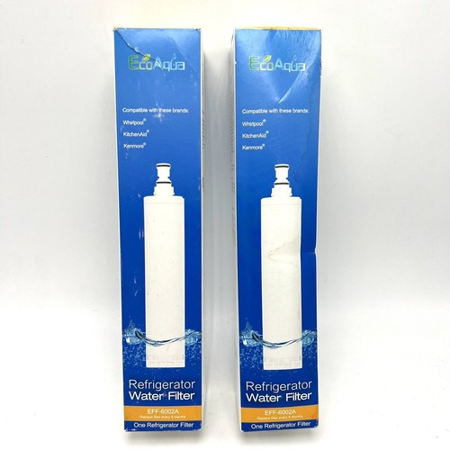 2 Pack Eco Aqua EFF-6002A Refrigerator Water Filters Replacements 6 Month Each - Picture 1 of 9