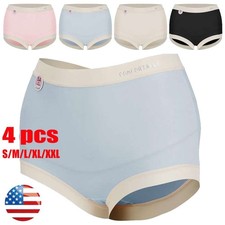 4 PCS Womens Tummy Control Panties Menstrual Underwear Briefs High Waist Pants