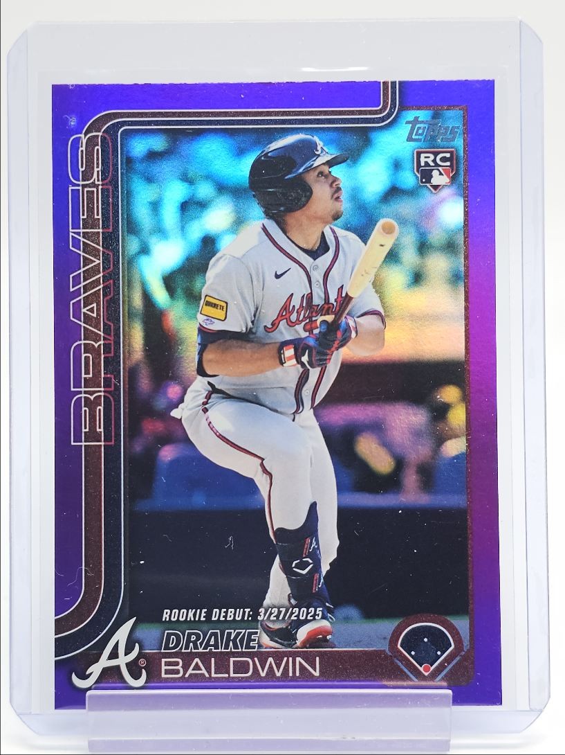 DRAKE BALDWIN 2025 TOPPS UPDATE ROOKIE DEBUT PURPLE RAINBOW RC /250 Q0027
