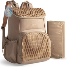 Diaper Bag Backpack with Changing Pad, Large Baby Bag, Camel