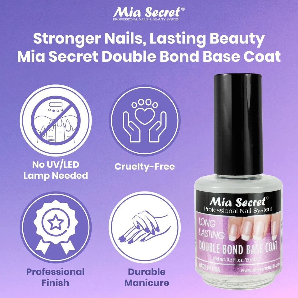 Mia Secret Long Lasting Double Bond Base Coat 0.5 Fl Oz Purple Nail Polish - Изображение 2 из 4