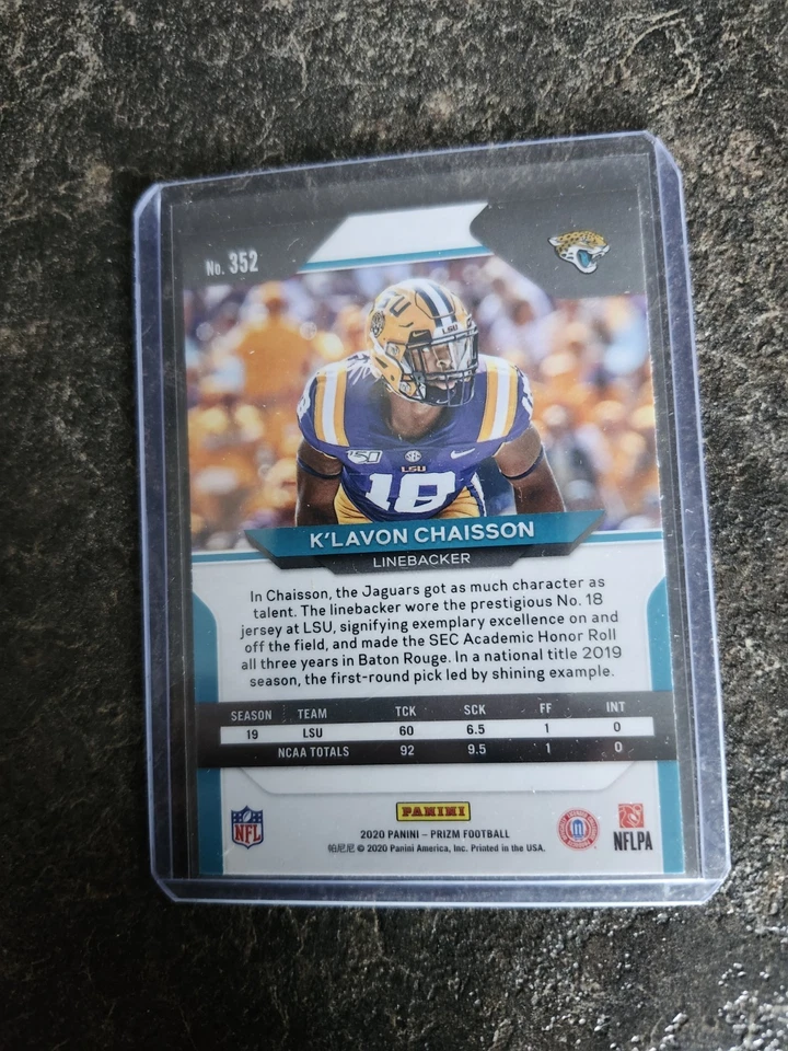 2020 Panini Prizm Rookie K'Lavon Chaisson Card# 352 - Image 2 of 2