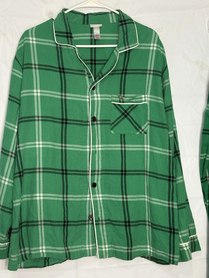 WONDERSHOP Ropa de dormir grande para hombre, pijama de algodón a cuadros verde Navidad Foto 2 de 4