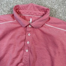 Johnnie-O Mens Large Pink West Coast Prep Short Sleeve Pique Polo Shirt Piping