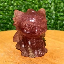 110G Natural Strawberry Crystal Hand Carved flying Dragon Mineral Energy Healing