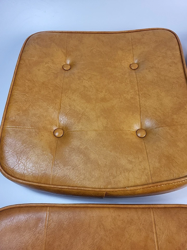 4 x Vintage Chromcraft Replacement Seats - Bronze Vinyl - C55 C255 16"x17" - Image 4 of 4