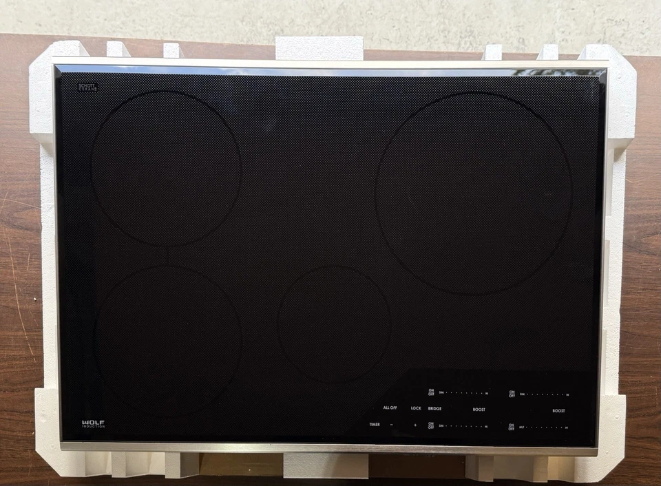 "Placa de inducción de transición Wolf 30"" CI304T/S - vidrio negro con borde de acero inoxidable" Foto 2 de 4