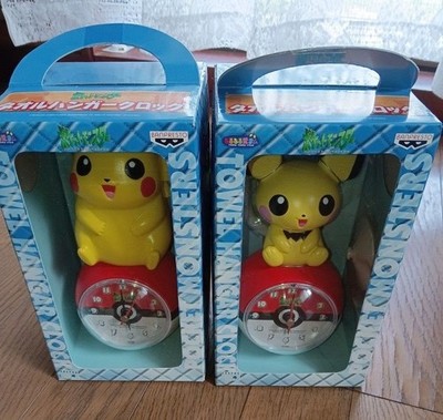 Vintage Pokemon Pikachu & Pichu Towel Hanger Clock 2pc Set Banpresto 2001 NEW