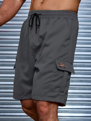 2026 Plue Size Men'S Multi Pocket Cargo Shorts Casual Elastic Waist Drawstring C