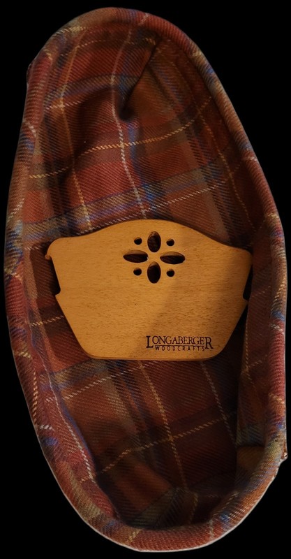 Longaberger Woodcrafts Wooden Cracker Basket Divider & Toboso Plaid Fabric Liner