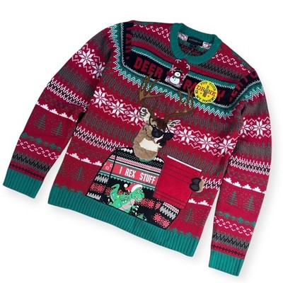 Blizzard Bay Ugly Christmas Sweater Deer Rex Stuff Beer Pocket