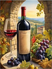 Tile Mural Wine Themed Tuscany Vineyard Kitchen Wall Backsplash Marble Ceramic