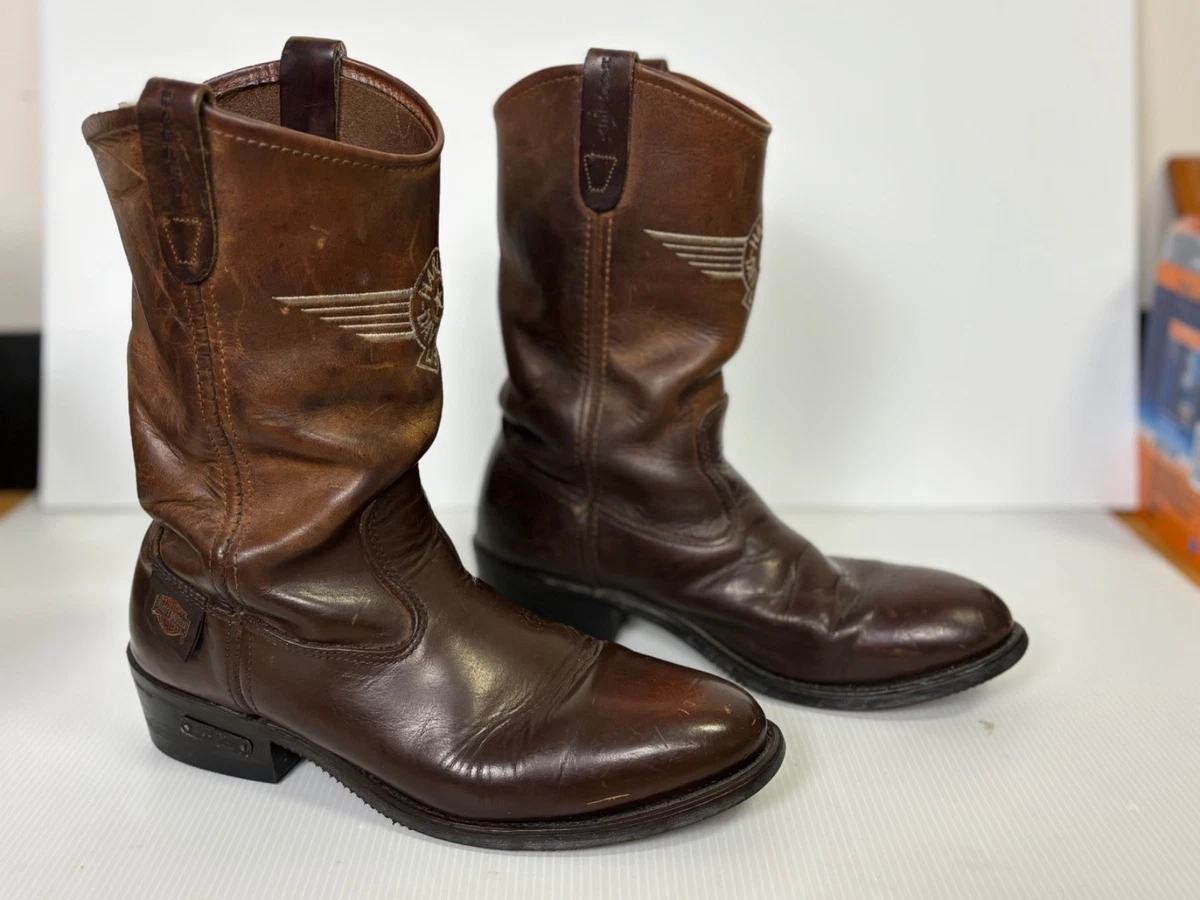 Vintage Unbranded Harley Davidson Brown Soft Toe Western Boots Size 9 Men main image 2