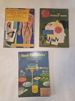 Vintage Science Books Lot (3) Human Biology   Human Mind   Chemistry Experiments
