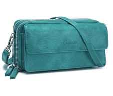 RFID Crossbody Wallet Wristlet Purse with Phone Pocket For Women Ch-turquoise
