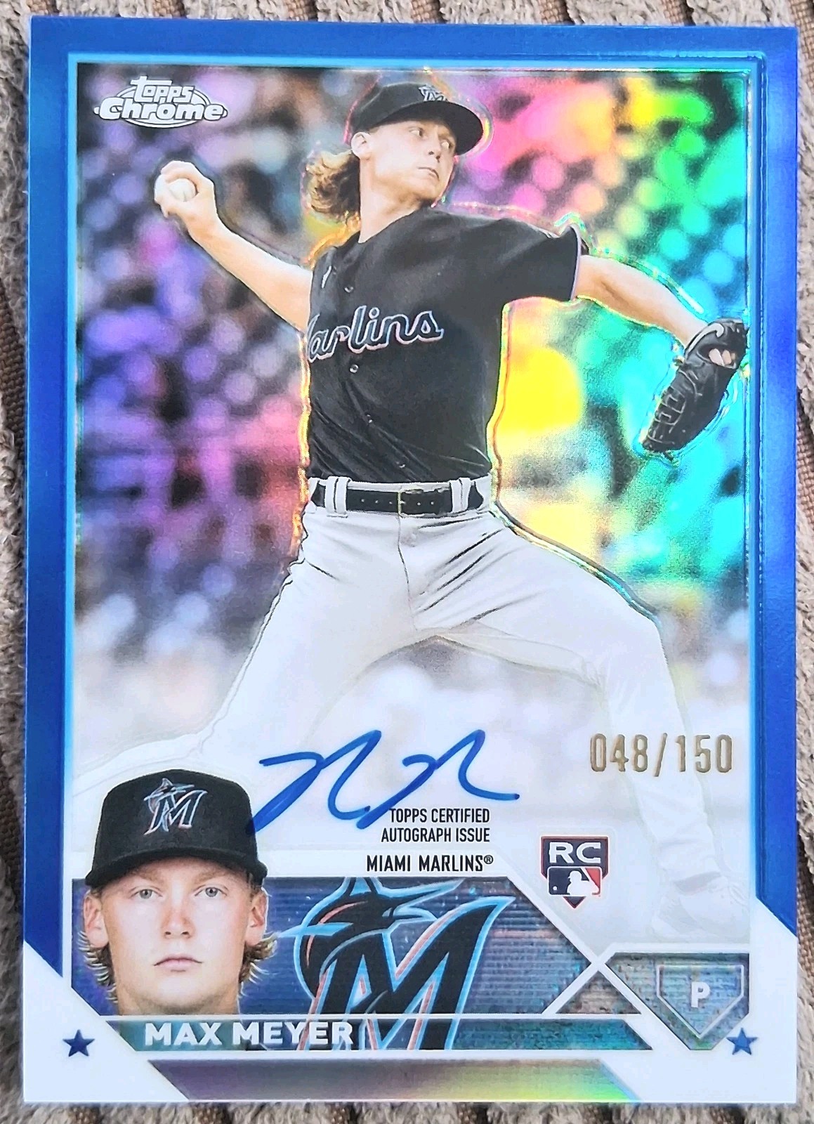 2023 Topps Chrome (RC) Auto Max Meyer #RA-MME Blue Refractor 048/150