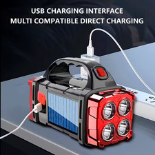 Solar USB Rechargeable LED Lantern Flashlight, Emergency Power Bank.