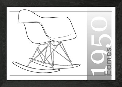 Hand Drawn Eames 1950 RAR Chair Framed Wall Art Poster Canvas Print Picture