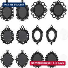 1 Box 24Pcs 12 Sets 18x25mm Blank Pendant Tray Cabochon and Bezel Sets Bulk Dome