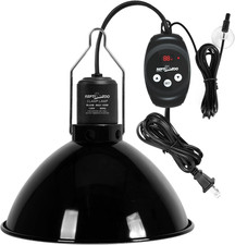 Reptile Light Fixture with Dimming Thermostat, 8.5 Inch Deep Dome Lamp Fixture w