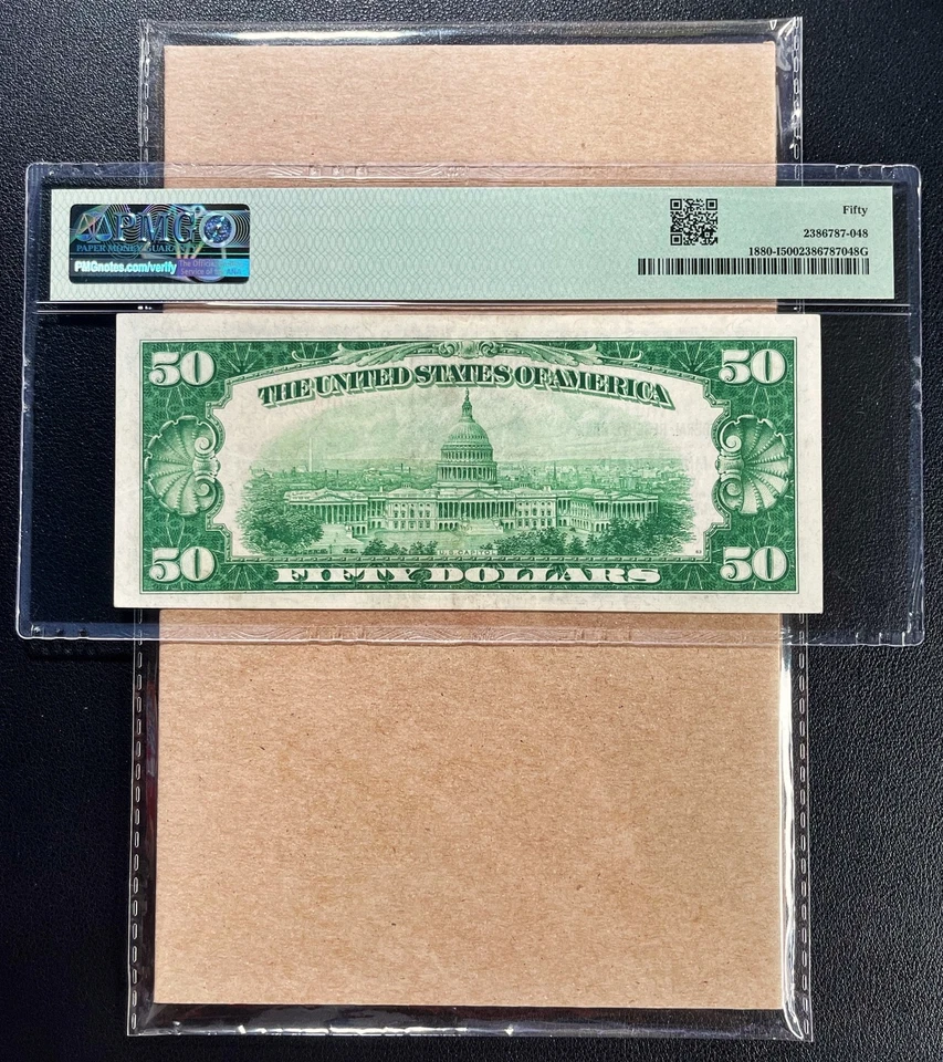 Fr. 1880-I 1929 $50 Federal Reserve Bank Note MINNEAPOLIS PMG 50 - AU - Image 2 of 2