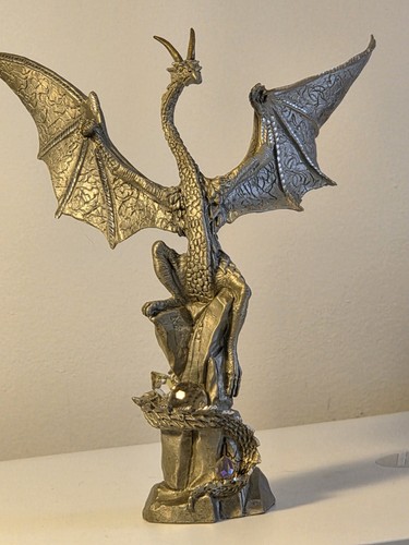 Rare 7" Tall Masterworks Fine Pewter Dragon 1992 Mint 