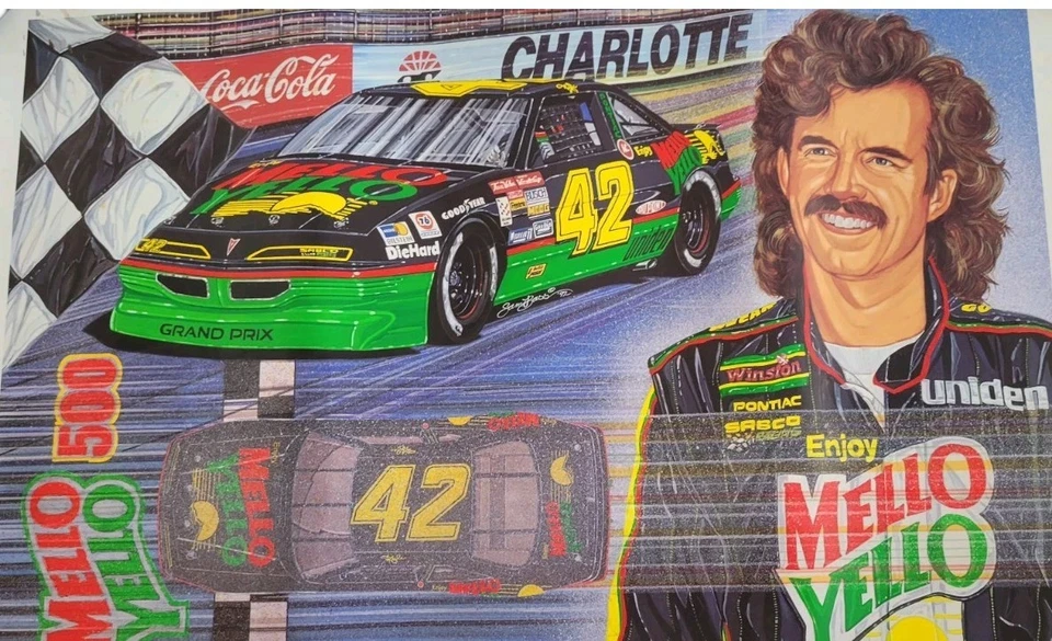 Póster firmado Sam Bass NASCAR, '92 Kyle Petty Winning Charlotte, Mello Yello 500 Foto 4 de 4