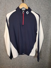 FJ Footjoy Mens Quarter Zip Athletic Fit Long Sleeve Golf Top Navy Size Medium