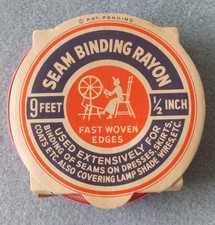 Vintage Buser Seam Binding 9 Ft Woven Edge Rayon Taffeta 1/2 inch Pink Salmon