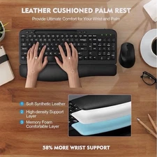 Wireless Keyboard and Mouse Combo, Wave Keys Full-Sized Ergonomic Keyboard wi...