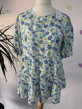 NWT Blue/ Green Floral Cotton Top Size 12 Cute Top