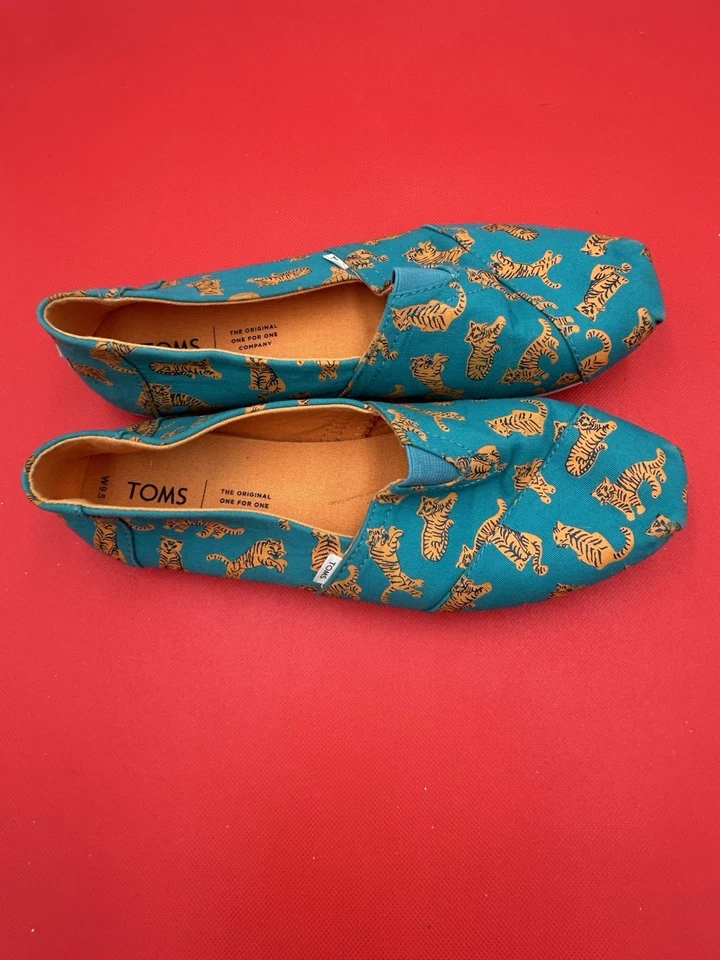 Toms Women's Classic  Blue/orange Taupe Wool Slip On Shoes, Size 9.5. 2J - Image 3 of 4