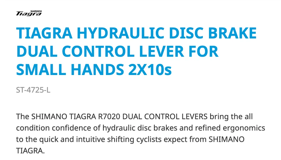 Shimano Tiagra Disc Brake/Shifter ST-R4725 BR-R4770 Small Hand LEFT HAND/REAR - Image 3 of 4