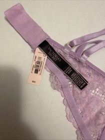 Victoria's Secret NWT Bra & Panty Set - 32C/S - Very Sexy Purple Fishnet & Lace