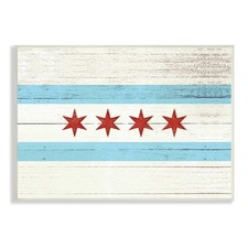 Chicago Flag Distressed City, 10 x 15 Inch Mounted Print on Wall Plaque