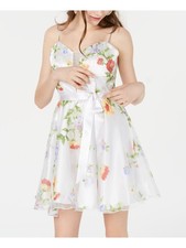 TEEZE ME Womens Short Dress White Spaghetti Strap Formal Juniors 0