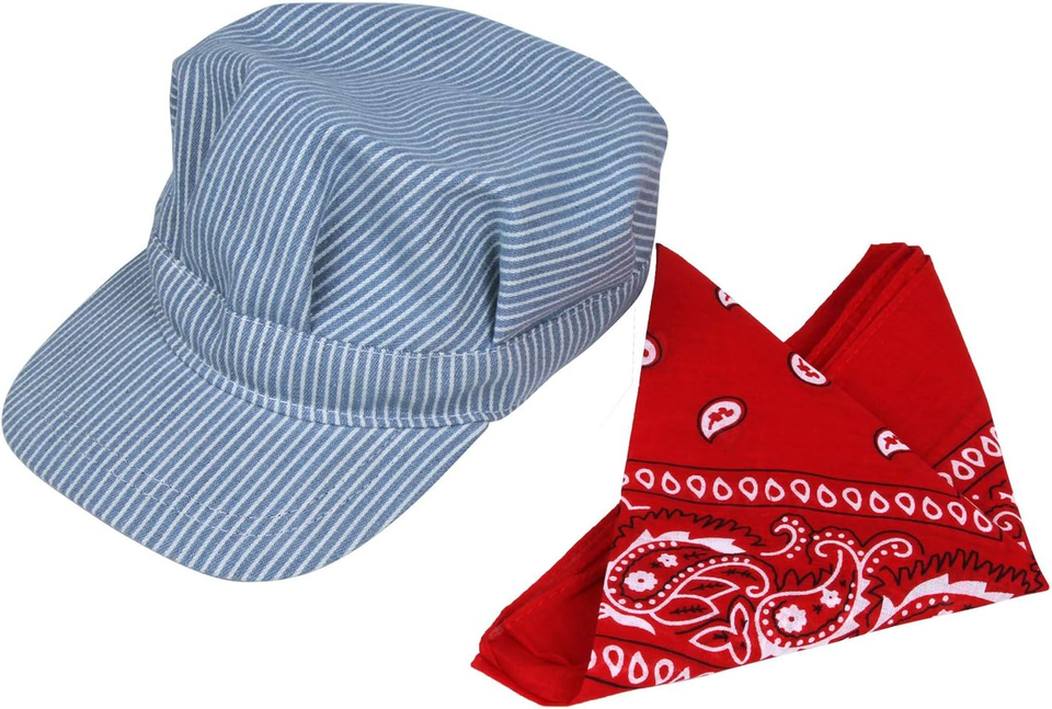 Classic Train Engineer Conductor'S Adjustable Cap and Bandana Set Youth ...