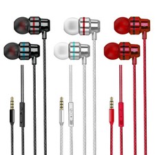 3 Pack Wired Earbuds, in-Ear Headphones S/M/L Eartips, Red Black White