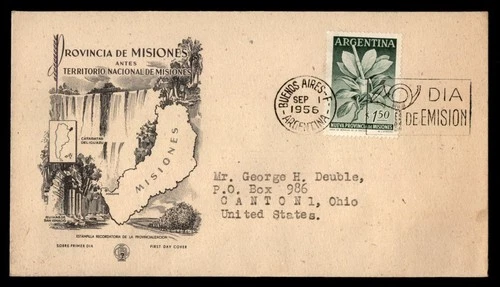 Mayfairstamps Argentina FDC 1956 Flower Misiones Map First Day Cover aaw_52165