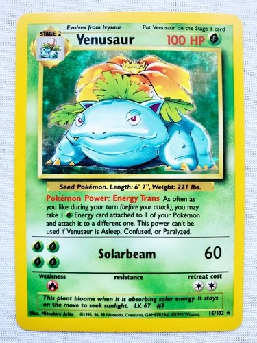 VENUSAUR HOLO BASE SET Holographic Rare WOTC 1999 015/102 POKEMON TCG 1999 V5