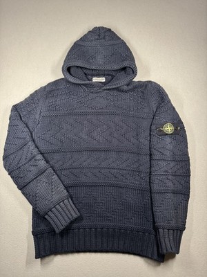Stone Island Vintage Archive Heavy Cable Knit hooded Classic Badge Sweatshirt Na